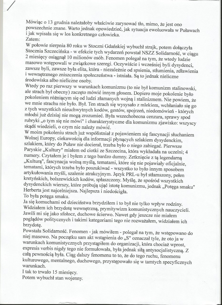 13-19.12.1981r.- strajk w Zakładach Azotowych Puławy-wspomnienia-Zdzisław Wiśniewski.